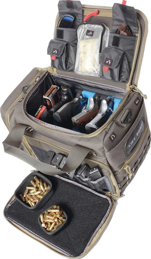 Soft Gun Cases G Outdoors Inc. Ready Series M/L Range Bag w/Foam Cradle for 4 handguns 2 ammo Dump Cups